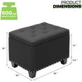 thumbnail image 3 of YSNW 25 Inches Storage Ottoman, Upholstered Tufted Linen Foot Rest Stool with Hinged Lid, for Living Room, Bedroom, Entryway, Load up to 600 lbs, Black, 3 of 19