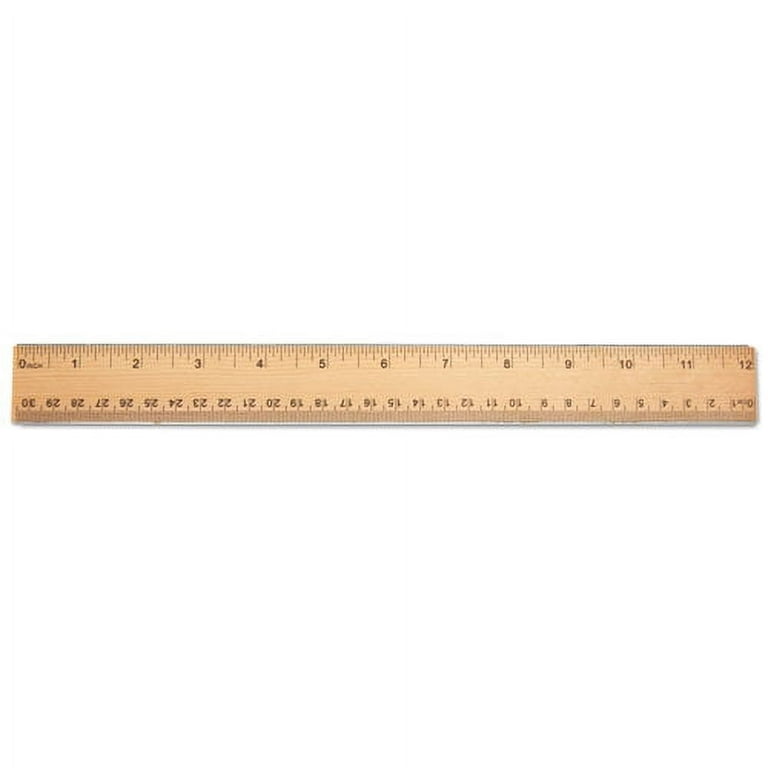 Flat Wood Ruler w/Double Metal Edge, Standard, 12 Flat Wood Ruler w/Double Metal Edge, Standard, 12