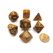 Chessex Polyhedral 7-Die Glitter Dice Set - Gold with Silver Numbers #27503