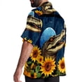 thumbnail image 3 of Crocodile Starry Sky Sunflower Men's Short Sleeve Spread Collar Poplin Button Down Casual Printed Summer Beach Unisex Shirts, 3 of 6
