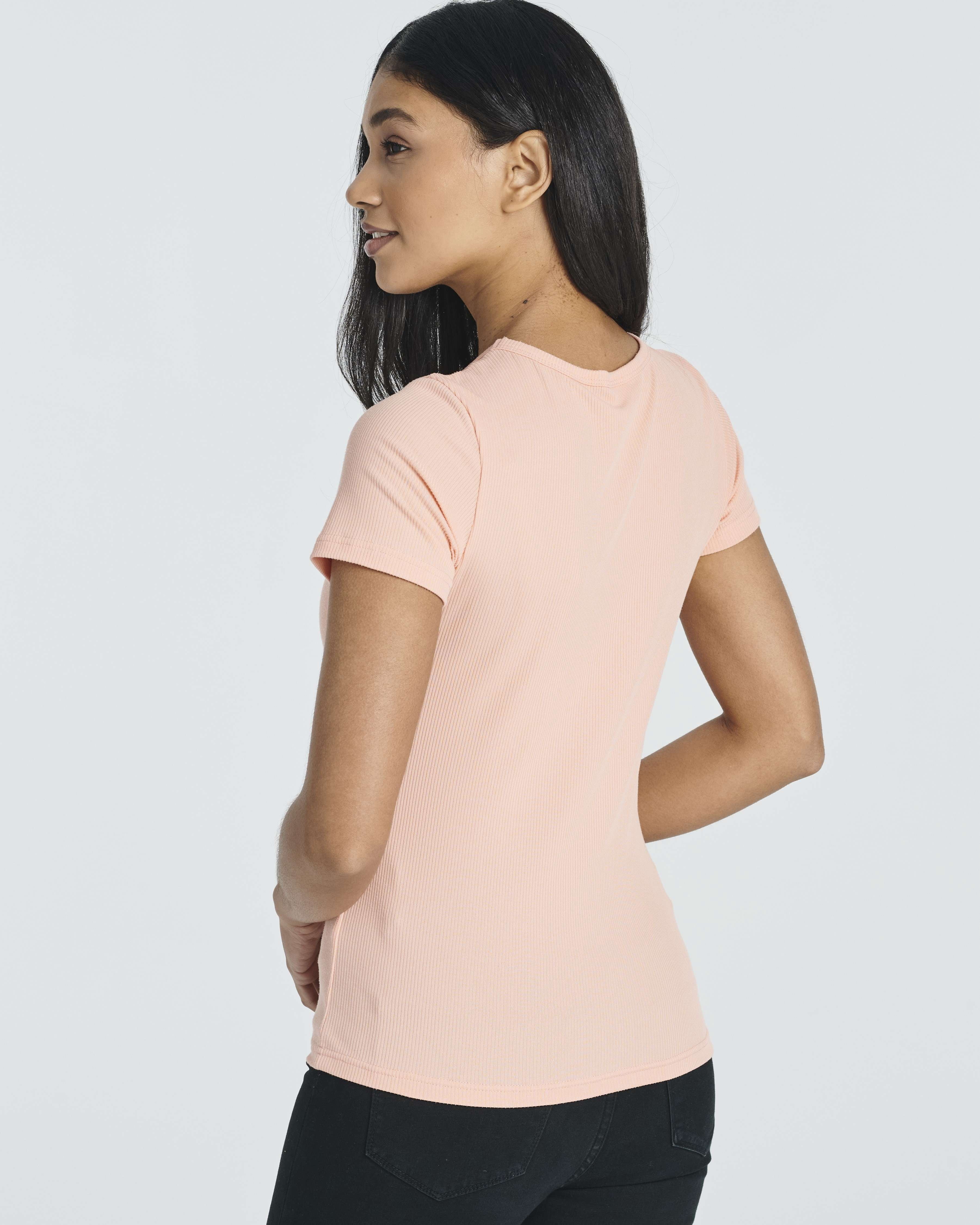 5 Pack: Women's Soft Ribbed Short Sleeve V-Neck T-Shirt Casual Summer Tee Shirts