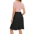 thumbnail image 4 of Women's Short Sleeve Maternity Dress Patchwork Pregnancy Clothes with Pockets, 4 of 6