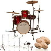 Sawtooth Command Series 4-Piece Drum Set with 16" Bass Drum, Hardware & Zildjian S Family Cymbals, Red Mirror Metallic ( box 1 of 3)