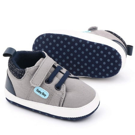 

Toddler Boys Casual Lace-Up Sneakers Canvas Crib Shoes Baby Soft Prewalkers