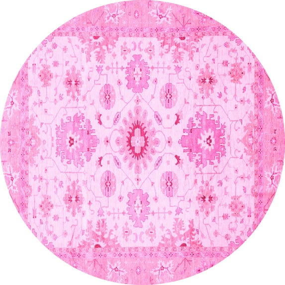 Ahgly Company Indoor Round Oriental Pink Traditional Area Rugs, 5' Round