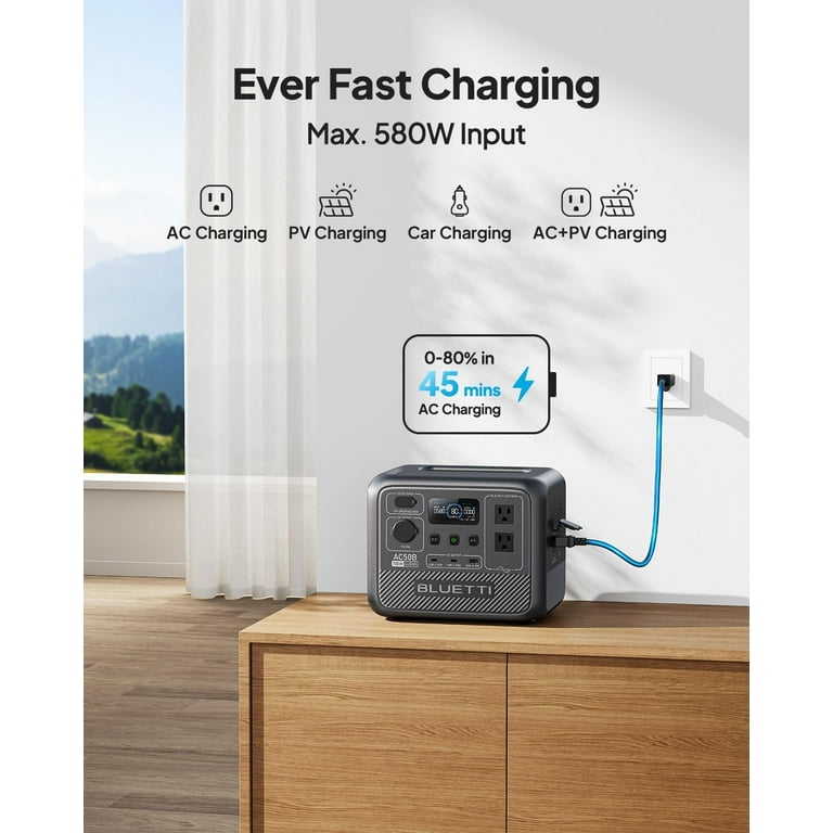 Bluetti AC50B Portable Power Station, 448Wh LiFePO4 Battery