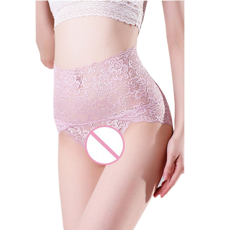 Women's Sexy Floral Lace Panties High-waisted Tummy Control Stretch  Traceless Briefs Sheer See Through Soft Breathable Underwear