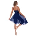 thumbnail image 3 of Lejafay Womens Sequins Lyrical Ballet Dance Dress Camisole Leotard Asymmetric Skirt Dancewear Costume Navy_Blue XL, 3 of 7