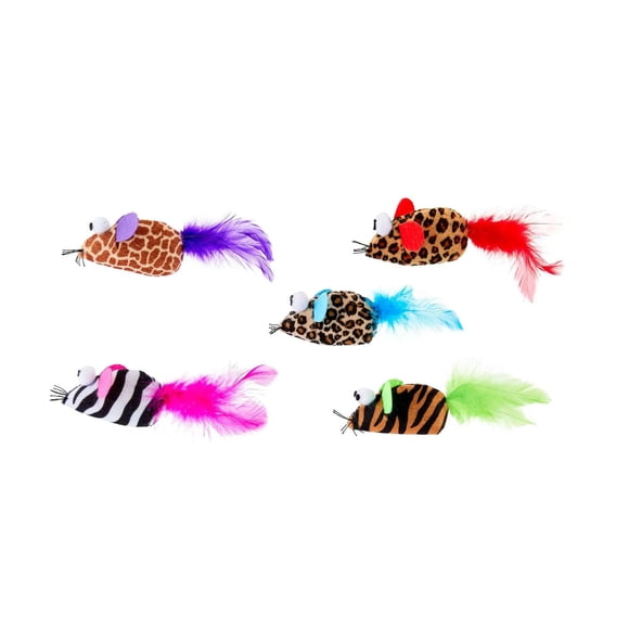 Jouet pour chat Multipet Safari, souris à plumes, couleurs assorties