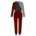 thumbnail image 6 of VBTAPA Women's Color Block 2 Piece Tracksuit Crewneck Long Sleeve Tops Jogger Sweatpants Casual Sports Outfits Matching Lounge Sets with Pockets Wine M, 6 of 8