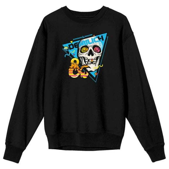 Dungeons & Dragons Demilich Skull Monster Men's Black Long Sleeve Sweatshirt-Medium