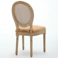 thumbnail image 6 of Hassch French Style Dining Chairs, 2 Piece Farmhouse Accent Side Chairs with Linen Upholstered Seat, Natural Rattan Oval Back and Sturdy Solid Wood Frame (Tan), 6 of 9