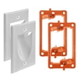 thumbnail image 1 of Paquete De 2 Placas De Pared Para Paso De Cables Con Soporte - Kit De Gestión De Cables En La Pared - Par De Placas De Pared Para Cables Empotradas Con Soporte De Montaje De Bajo Voltaje De Una Sola U, 1 of 5