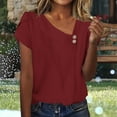 thumbnail image 2 of TAGOLD Summer Casual Tops,Plus Size T-shirt Blouse for Womens, Womens Casual Printed Loose Fashionable Short Sleeved Button T-shirt, 2 of 5