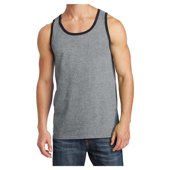 Mens Solid Cotton Tank Top Sleeveless Tee Shirt for Sports, Gym, Fitness, Beach Athletic Heather/Jet Black Small