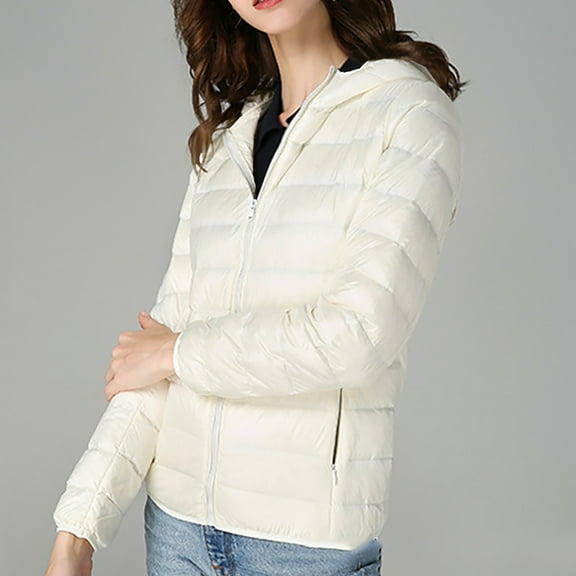 Women's Short Thin And Thick Korean White Down Padded Jacket Thin down Jacket Women Petite for Women with Hood Coat plus Size Women Jacket Womens Fashion Women Jackets And Coats Jean Jacket with
