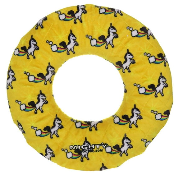 Mighty No Stuff Ring Unicorn Durable Plush Squeaky Dog Toy