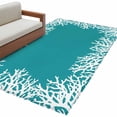 thumbnail image 2 of Sea White Coral Washable Area Rugs 3'x5', Marine Green Background Modern Art Low Pile Throw Living Room Rug Non-Slip Sturdy Edge Binding Carpet for Indoor Entryway Bedside Kitchen, 2 of 9