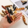 thumbnail image 4 of Uxcell 25pcs Wooden Toggle Buttons 40mm / 1.6" Double Hole Wood Olive Horn Sewing Buttons for Coat Sweaters Clothing DIY Craft, Dark Brown, 4 of 7