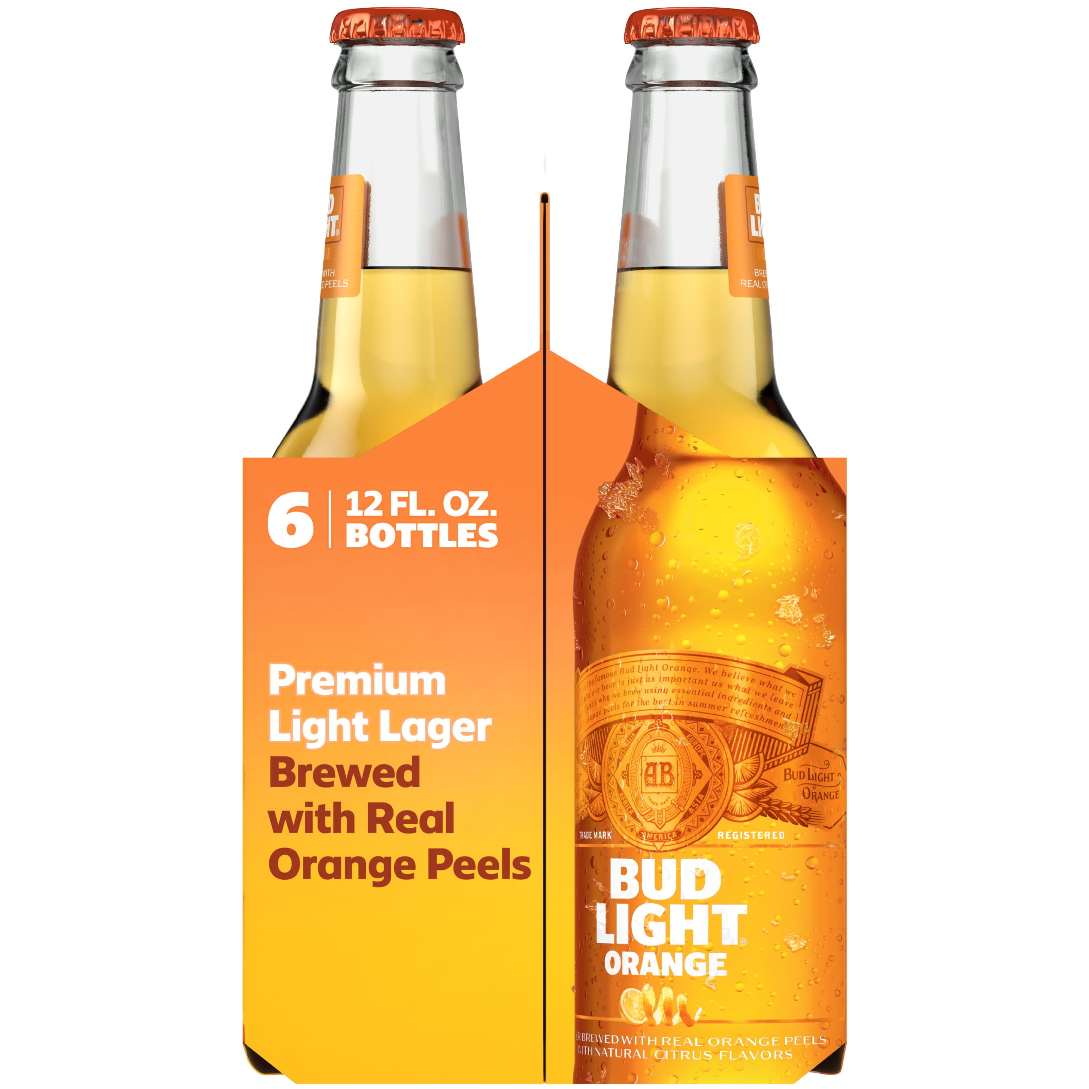 Bud Light Orange American Lager Beer 6 Pack 12 fl oz Glass Bottles 4.2% ABV