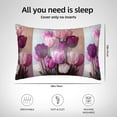 thumbnail image 4 of KLL Purple And Pink Tulip Bouquet Pattern Silk Pillowcase for Hair and Skin Standard Size 20"X 30" Soft Breathable Pillow Covers for Sleeping, 4 of 6