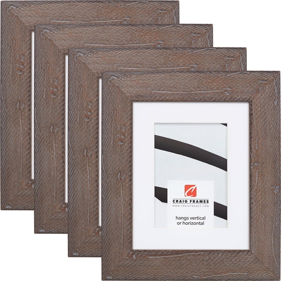 Craig Frames Hatteras, 8.5x11 inch Picture Frame Matted for a 6x9 Photo, Grey Wash, Set of 4