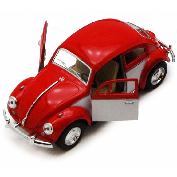 1967 Volkswagen Classical Beetle Hard Top, Red with White - Kinsmart 5373D - 1/32 Scale Diecast Model Replica (Brand New, but NOT IN BOX)