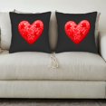 thumbnail image 3 of Set of 2 Decorative Throw Pillow Covers 18x18in - Black Background with Shiny Red Heart Design Perfect for Couch Bed or Car, 3 of 8