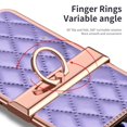 thumbnail image 6 of MonsDirect for 6.7 inch Samsung Galaxy Z Flip 4 5G 2022 Case, Hinge Protection Plating Frame Hard PC Shell Diamond PU Leather Cover Shockproof with Finger Ring Stand Holder for Galaxy Z Flip 4, Purple, 6 of 7