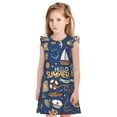 thumbnail image 1 of Balery Marine Nautical Camisón de princesa para niñas, pijama de algodón con mangas abullonadas, suave y bonito.-X-Large, 1 of 6