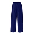 thumbnail image 6 of Cutuoiiu Women's Solid Color Drawstring Waist Cotton Linen Pants with Pockets Casual Ruched Wide Leg Trousers Gifts, 6 of 7