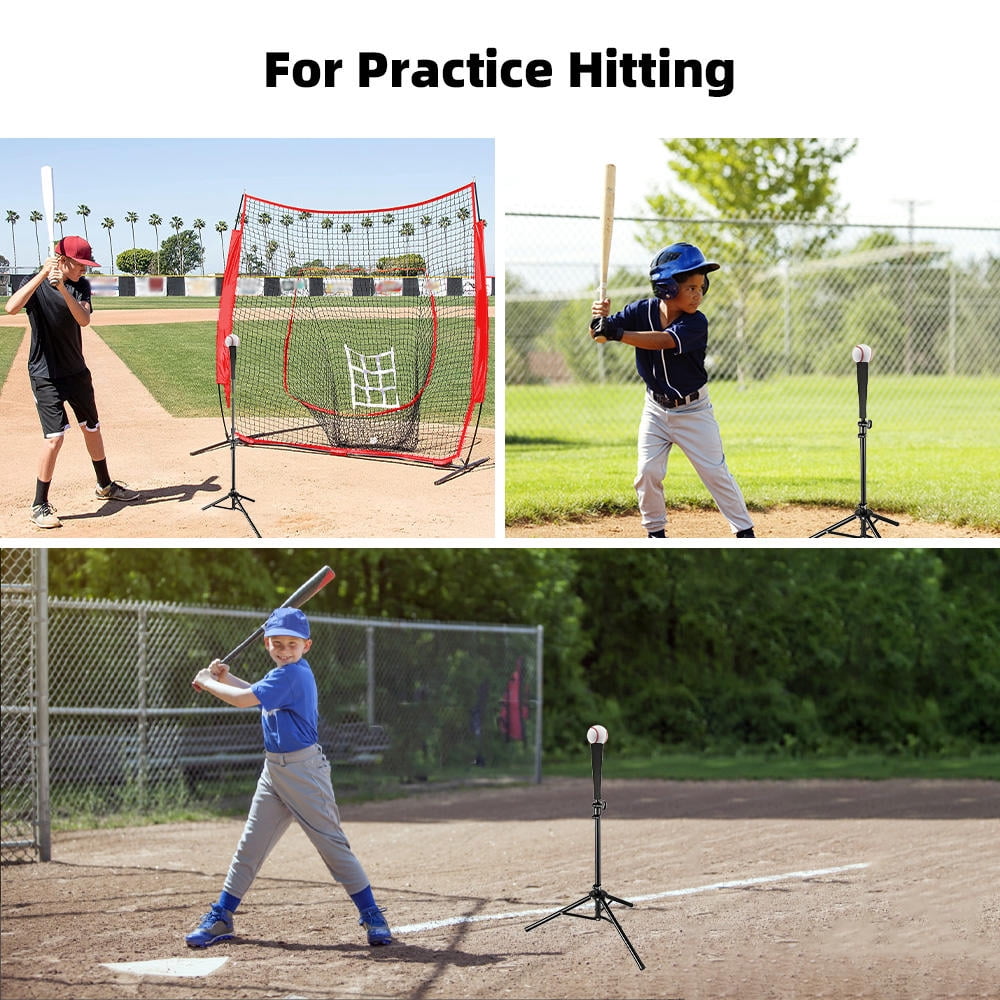 Suodoka Adjustable Baseball Hitting Tee – Elastic Rubber Top, Stable Triangle Base, Height 70‑118 cm, Portable for Kids & Adults