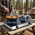thumbnail image 3 of SIXDAY 2 Burner Propane Gas Cooktop, 19,000 BTU Portable Tempered Glass Stove with Auto Ignition, CSA Regulator & Hose, 3 of 6