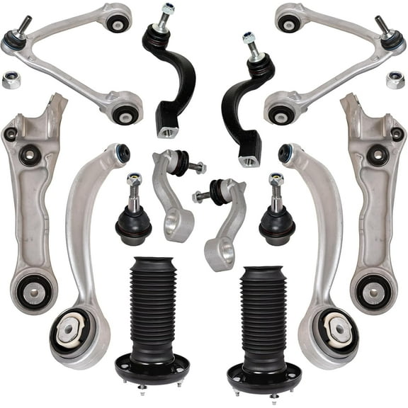 AUTOACER Complete Front Suspension Kit 14 pcs - Upper, Lower Control Arms, Lower Ball Joints, Sway Bar Links, Outer Tie Rod Set & Strut Mount Assembly for Jaguar XK, XKR, XKR-S, XF, XFR, XFR-S