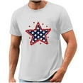 thumbnail image 5 of Tops for Men under $5 Independence Day Short Sleeved Printed T-shirt White S, 5 of 5