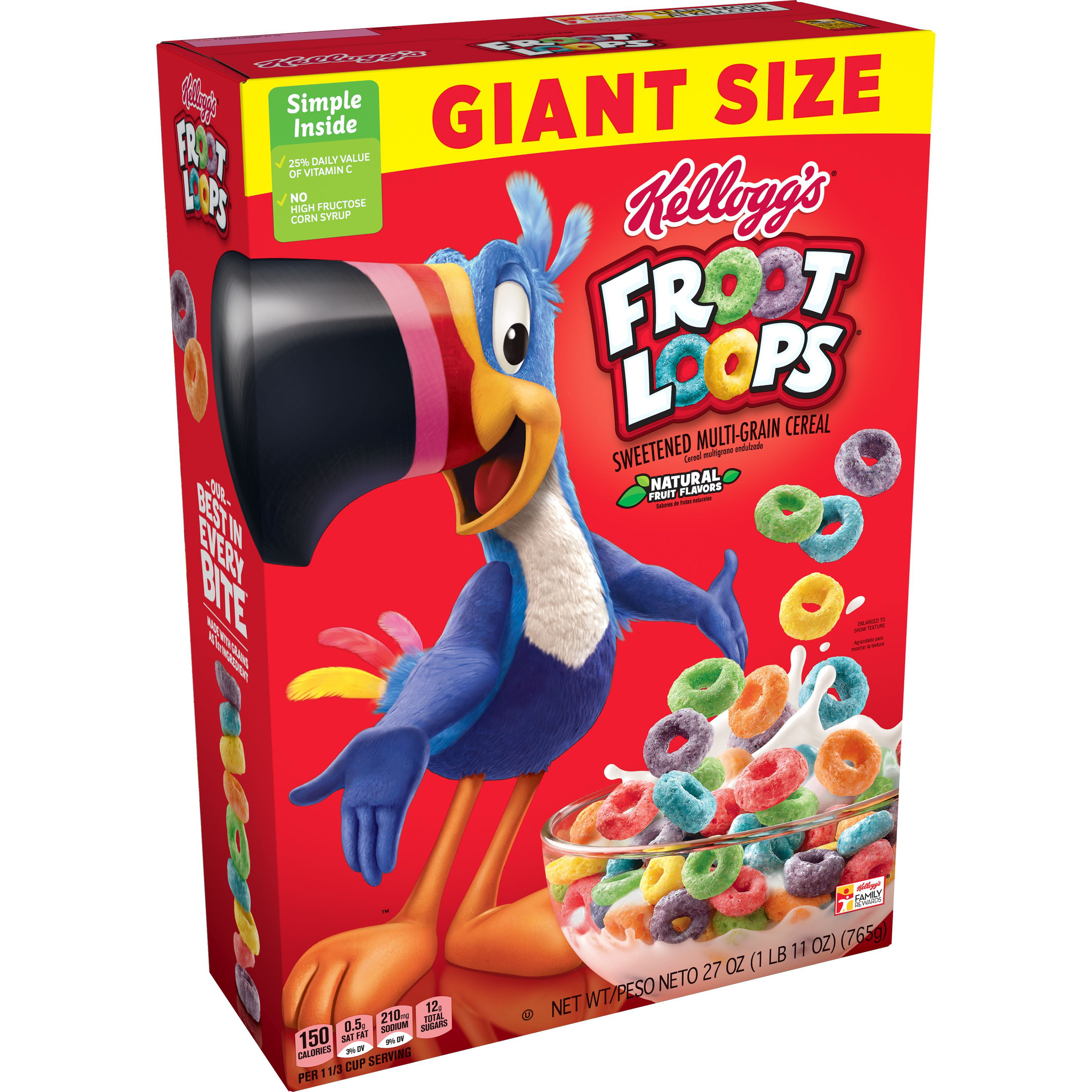 Kellogg's Froot Loops Breakfast Cereal, Fruit Flavored, Breakfast ...