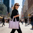 thumbnail image 2 of Large Quilted Tote Bag for Women, Aesthetic Floral & Gingham Shoulder Handbag with Ruffles, Soft Fabric Puffer Carryall for Work Travel & Daily Use, 2 of 6