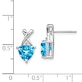 thumbnail image 2 of 14k White Gold Blue Topaz and White Topaz Trillion Post Earrings, 2 of 2