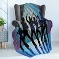 thumbnail image 4 of 70s Party Soft Flannel Fleece Blanket, Silhouettes of Couples Dancing in Night Club Energetic Classic Art Print, Cozy Plush for Indoor and Outdoor Use, 50" x 60", Aqua Black Purple, by Ambesonne, 4 of 5