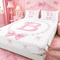 thumbnail image 4 of meiyoeat Bow Alphabet B Bed Sheets For Girls,Kids Pink Coquette Bowknot Full Size Sheets,4 Pieces, 4 of 6