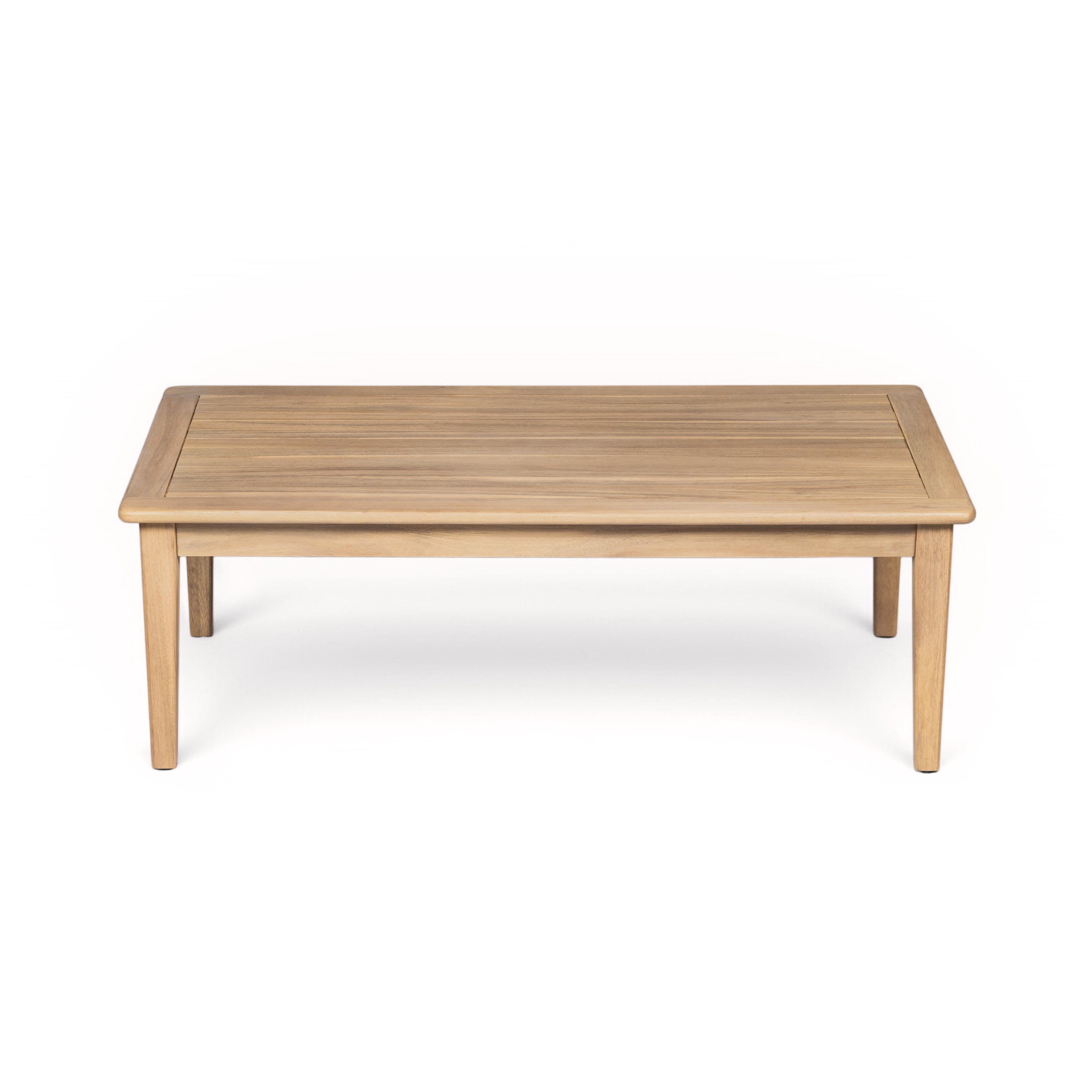 Loveseat with Coffee Table, Outdoor Acacia Wood Furniture for Patio Garden, Light Teak and Beige
