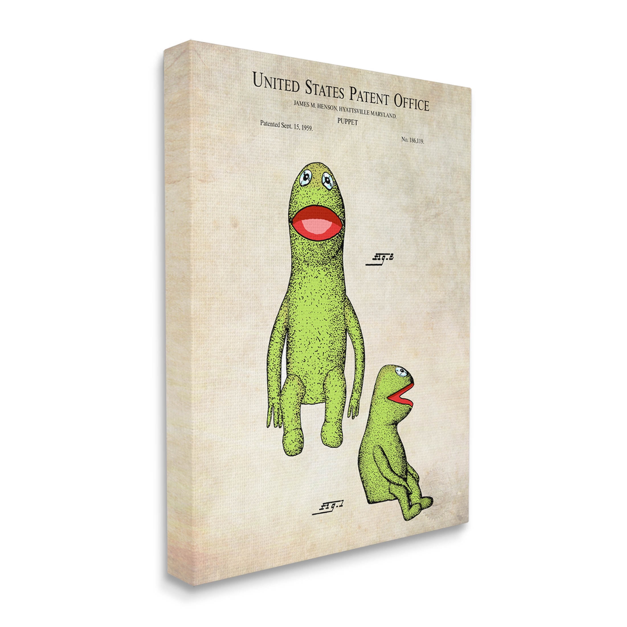 Stupell Industries Vintage Frog Character Puppet Graphic Art Gallery Wrapped Canvas Print Wall Art, Design by Karl Hronek
