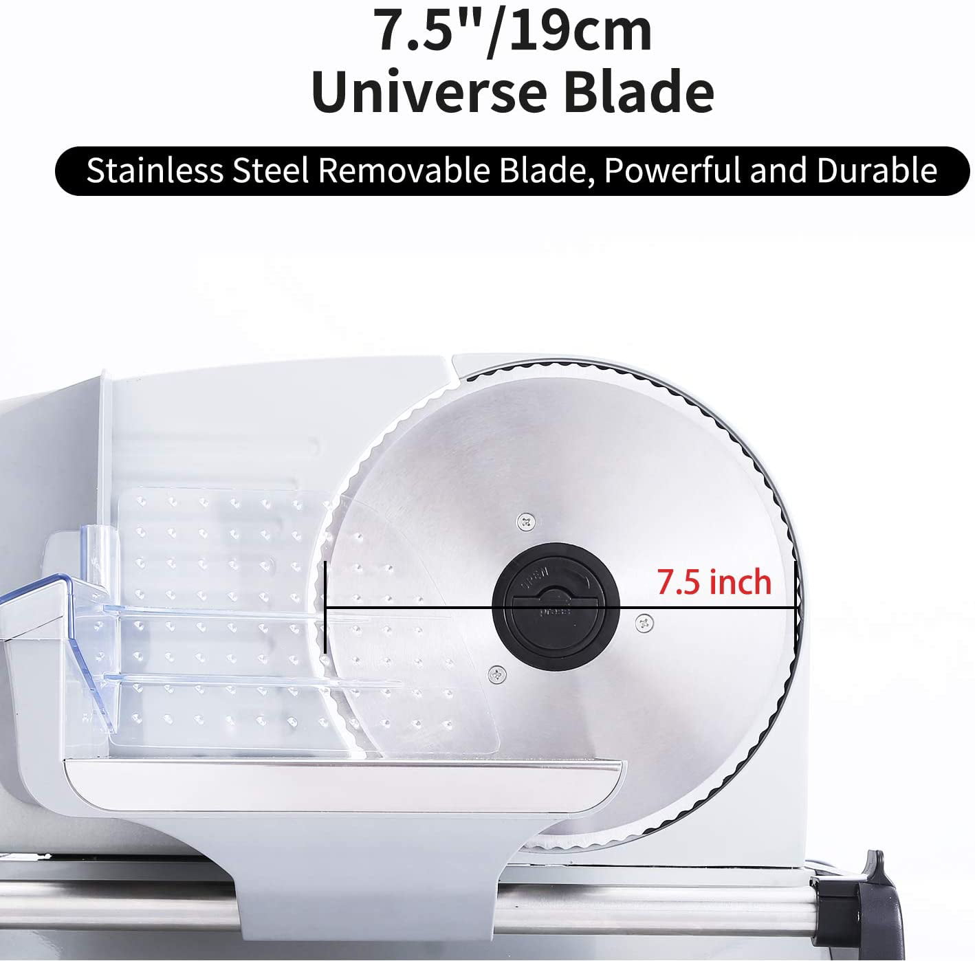 Meat Slicer Electric Deli Food Slicer with Child Lock Protection, Removable  7.5'' Stainless Steel Blade and Food Carriage, Adjustable Thickness Food