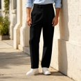 thumbnail image 4 of Stamzod Dress Pants for Men Business Casual Loose Straight-Leg Trousers Pleated Office Work Pants with Pockets, 4 of 8
