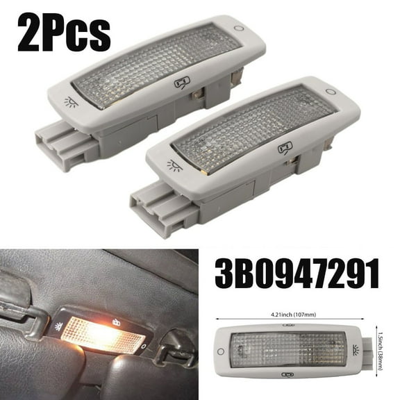 2Pcs Car Interior Dome Reading Light for Golf for Skoda 3B0947291 Gray
