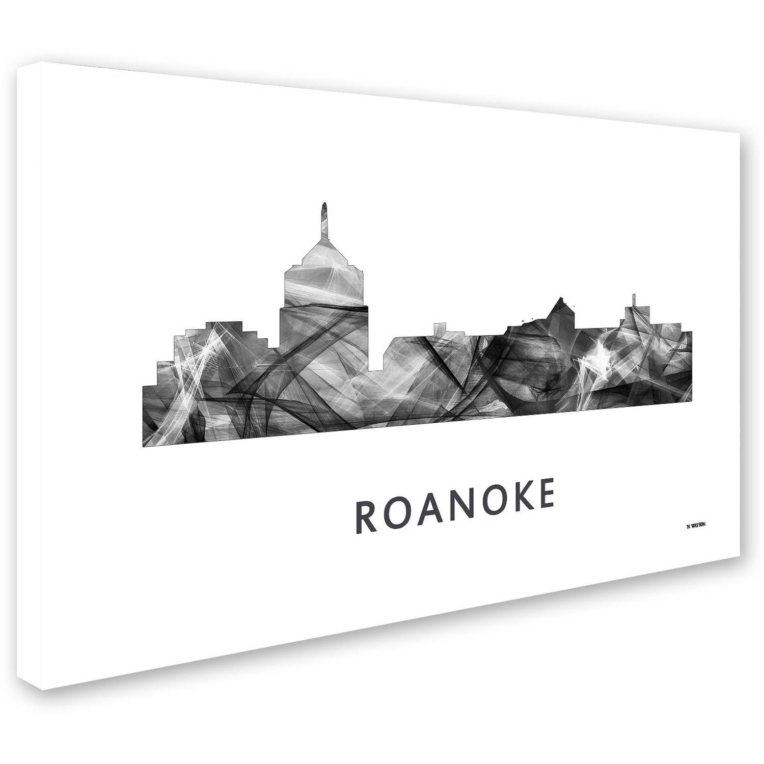Trademark Fine Art 'Roanoke Virginia Skyline WB-BW' Canvas Art by Marlene Watson