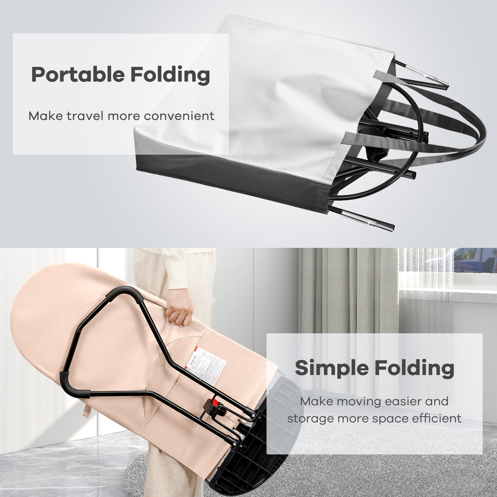 Baby Bouncer 2-in-1 Convenient Design, Adjustable 3-Point Harness, Rocking or Stationary, for 0-18 Months - Oatmeal