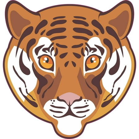 - 4.75in x 5in Tiger Brown Bumper Sticker Stickers Vinyl Car Window Decal Decals