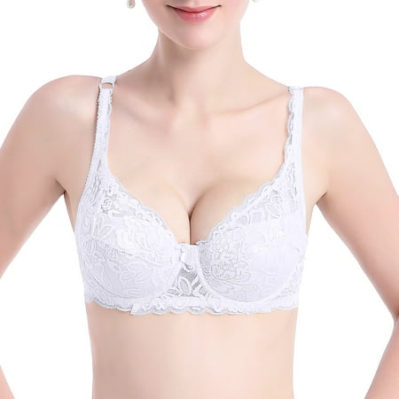 XFLWAM Women s Sexy Lace Bra Underwire Push Up Bras Plunge Full Coverage Bralettes Adjustable Straps Minimizer Bra
