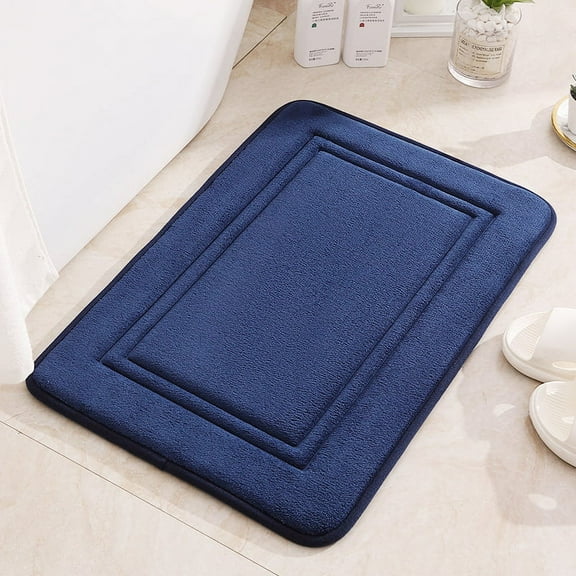 Nvzi Bathroom Rug Mat , Non-Slip Plush Shaggy Bath Carpet, Machine Wash Dry, Dark Blue,16*24inch